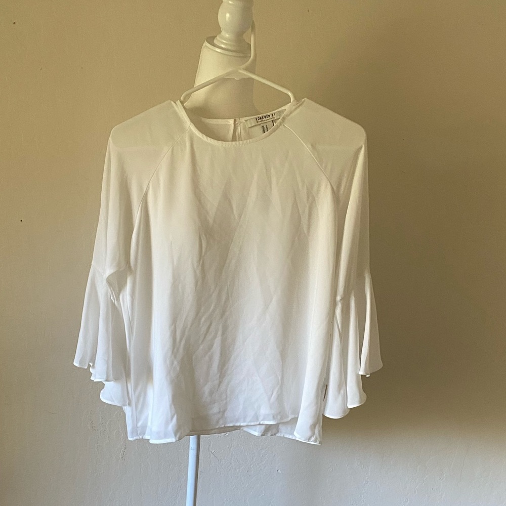 Forever 21 White Bell Sleeve Top